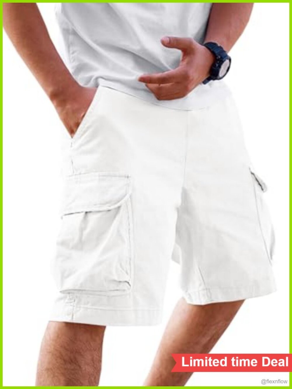 Mens Cargo Shorts Cotton Drawstring Chino Twill Outdoor Casual